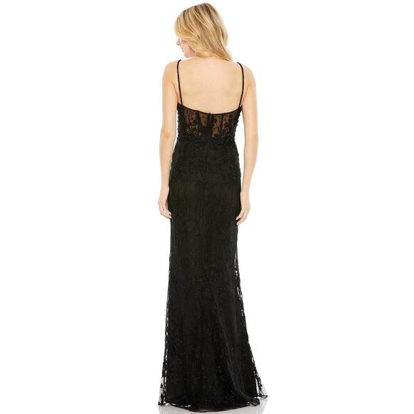 Mac Duggal Embellished Sleeveless Illusion Bodice Gown Black Size 6 NWT - Picture 2 of 13